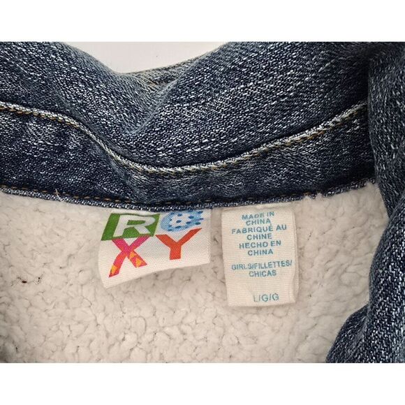 Roxy Girls Denim Sherpa Lined Jacket L/G - Picture 4 of 8